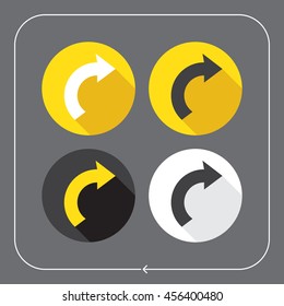 Arrows icons. Arrow turning to the right forward