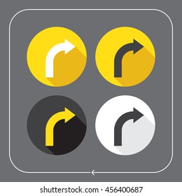 Arrows icons. Arrow turning to the right