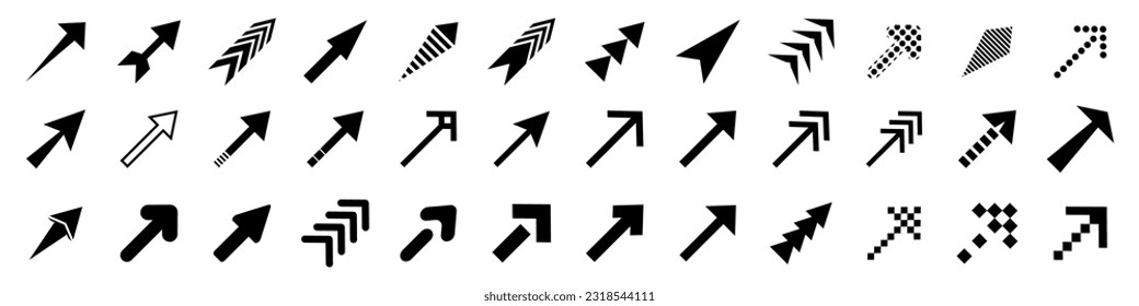 Arrows icons. Big black set of arrow icon.Cursor sign. Modern simple arrows. Direction.