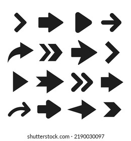 Arrows icons. Black vector arrows set