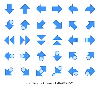 Arrows icons blue two tone color set cursor modern simple arrows vector illustration