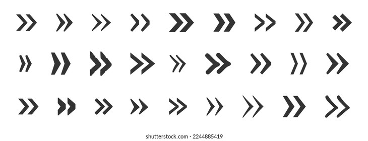 Arrows icons collection. Black arrows symbol. Set of app arrows