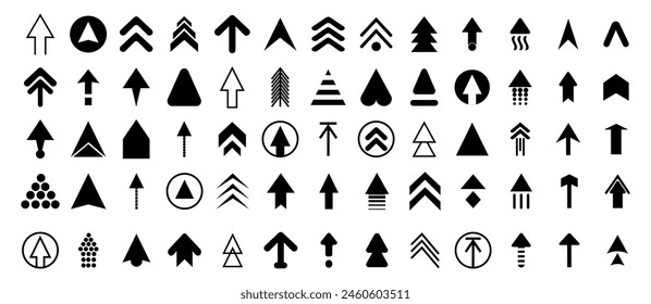 Arrows icons collection. Black arrows symbol. Set of app arrows