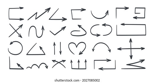 Arrows icons. Doodle arrows. Vector arrows. Arrows elements waypoints. Vector illustration
