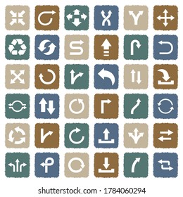 Arrows Icons. Grunge Color Flat Design. Vector Illustration.