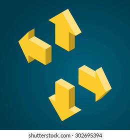 Arrows icons isometric vector illustration
