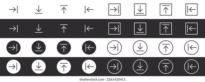 Arrows icons. Loading arrows. Pointer or arrow signs. Modern arrow icons. Vector illustration