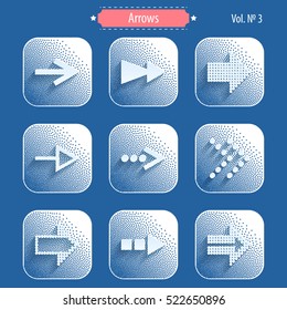 Arrows icons in modern style. Dotted background. Vector illustration.