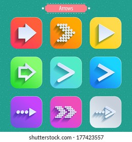 Arrows icons in modern style. Vector illustration.