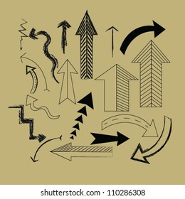 Arrows icons on old paper,Vector