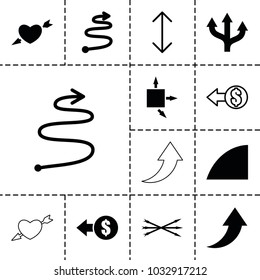 Arrows icons. set of 13 editable filled and outline arrows icons such as coin, arrow, angle