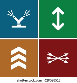 Arrows icons set. set of 4 arrows filled icons such as watering system, arrow