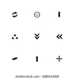 Arrows icons set. arrow, centre, down arrows and into