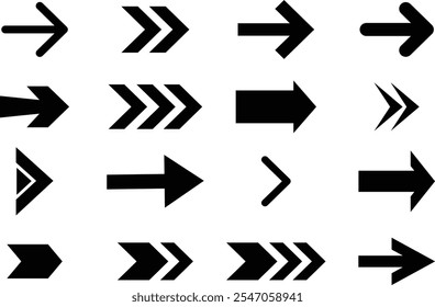 Conjunto de iconos de flechas, colección de Vector de flecha. Flecha. Cursor. Modernas flechas simples. Paquete de iconos de flecha Ilustración vectorial