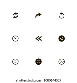 Arrows icons set. back, left, right arrows and reload