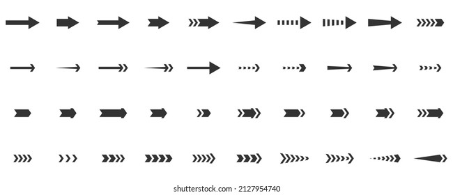 Arrows icons set. Black arrows collection. Flat vector illustration isolated on white background.