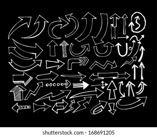 arrows icons set by hand drawing idea