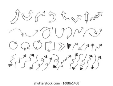 arrows icons set by hand drawing idea 