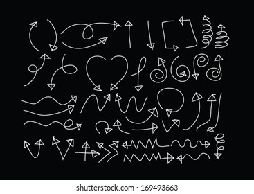 Arrows icons set by hand drawing idea 