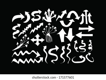 arrows icons set by hand drawing idea 