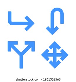 Arrows icons set = down left arrow, down right arrow, minimize, down. Perfect for website mobile app, app icons, presentation, illustration and any other projects.