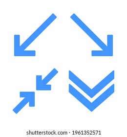 Arrows icons set = down left arrow, down right arrow, minimize, down. Perfect for website mobile app, app icons, presentation, illustration and any other projects.