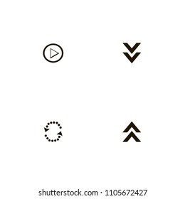 Arrows icons set. down arrows, play button, recycle and up arrows