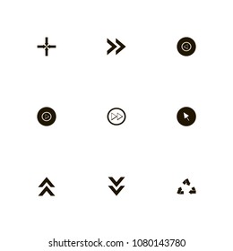 Arrows icons set. down arrows, recycle sign, up arrows and center