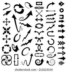 Arrows icons set isolated on white.