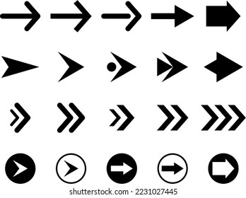 Arrows icons set isolated on white background. Vector illustration