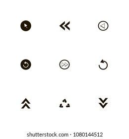 Arrows icons set. left, download, up arrows and recycle sign
