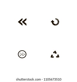 Arrows icons set. left arrows, reload, right arrows and recycle sign