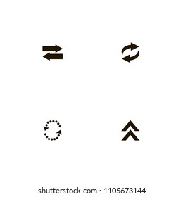 Arrows icons set. left and right, up arrows, upload and recycle