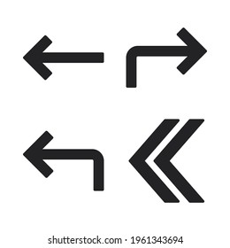 Arrows icons set left, right, back, backward. Perfect for website mobile app, app icons, presentation, illustration and any other projects.