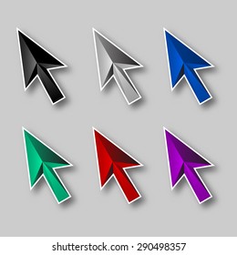 Arrows icons set on gray background for design