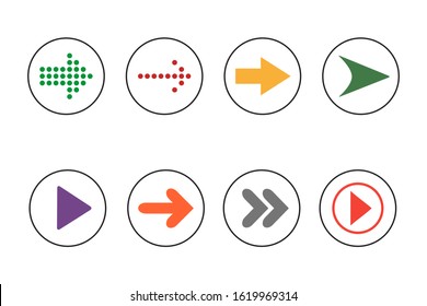 Arrows icons set on white background. Vector illustration