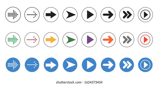 Arrows icons set on white background. Vector illustration
