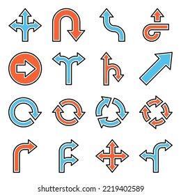 Arrows Icons Set on White Background. Vector illustration