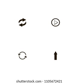 Arrows icons set. right, play button, circulation and recycle