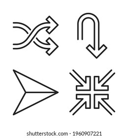 Arrows icons set = shuffle, u turn, paperplane, minimize . Perfect for website mobile app, app icons, presentation, illustration and any other projects.