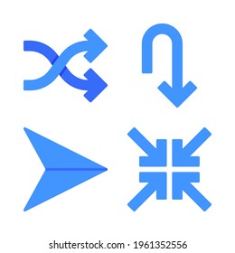 Arrows icons set = shuffle, u turn, paperplane, minimize . Perfect for website mobile app, app icons, presentation, illustration and any other projects.