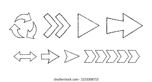 Arrows icons set. Sketch arrows drawn by hand. Vector icons