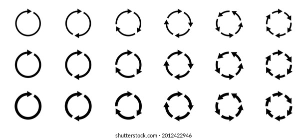 Filas de iconos ajustadas. Símbolo de repetición, recargando a lo largo de la trayectoria de las formas redondeadas. Elementos del vector