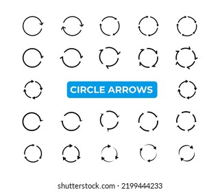 Arrows icons set. The symbol of repetition, reloading along the trajectory of round shapes. Vector elements