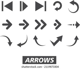 Arrows icons set for web. Navigation, menu buttons for website.