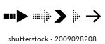 Arrows icons. Simple black arrow on white background. Pointer right direction. Click next template in flat style. Motion icon for web, app, presentation. Vector illustration.