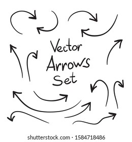 Arrows icons vector hand drawn editable set. Arrow sketch handmade doodle swipe up symbol sign isolated on white background. Simple logo vector design illustration image
