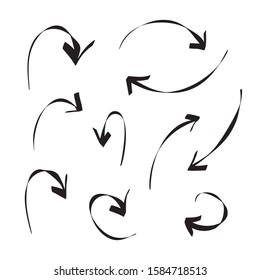 Arrows icons vector hand drawn editable set. Arrow sketch handmade doodle swipe up symbol sign isolated on white background. Simple logo vector design illustration image