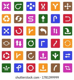 Arrows Icons. White Flat Design In Square. Vector Illustration.