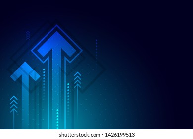 Up arrows illustration background, copy space composition, automation techonology network concept.